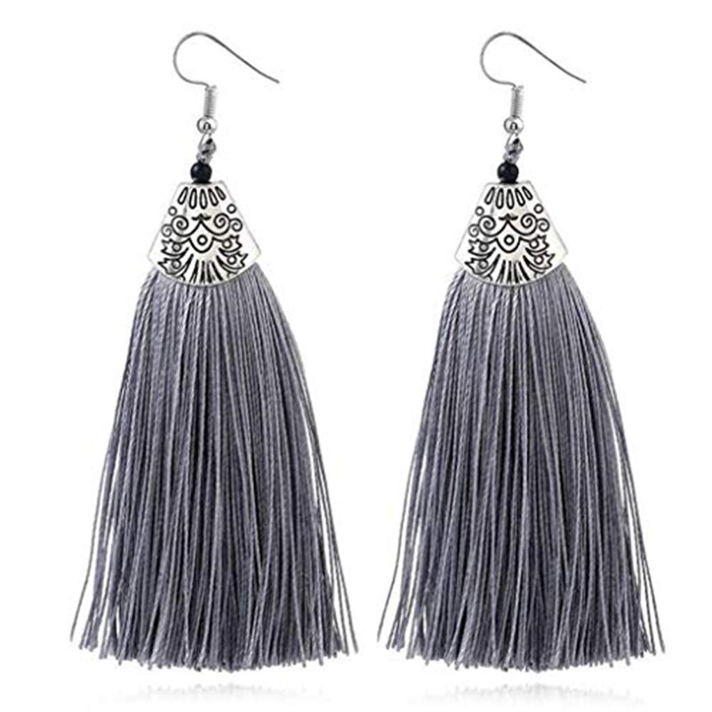 Fish Mouth Decor Colorful Thread Tassel Dangle Women Bridal Earring Ear Stud