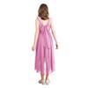 Girls Elegant Sequin Party Dress Ruched Design Sleeveless High Low Hem Chiffon Material Birthday Dress