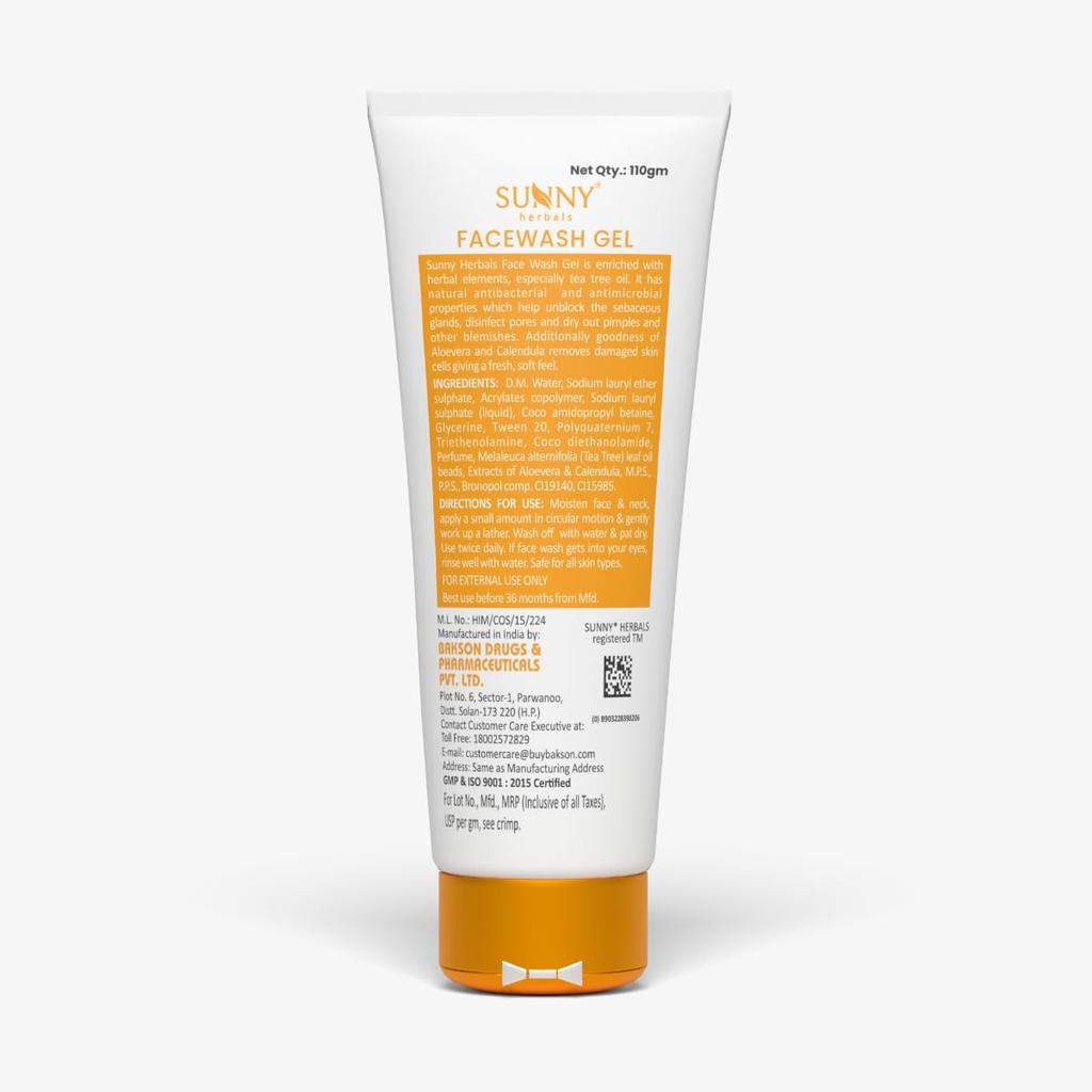 Sunny Herbals Face Wash Gel Deep Cleansing Daily Fresh Cleanser For Clear Looking Skin Oil Control 110 g X Pack Of 2