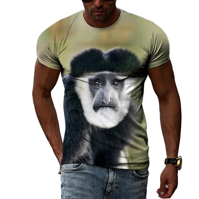 Sommar Trendiga män Funny Monkey grafiska t-shirts Mode Smak Casual Personlighet Tryckt T-shirt Hip Hop street style T-shirts Topp