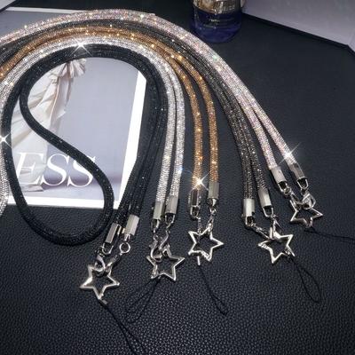 Crystal Rhinestone Phone Lanyard Bright Crossbody Strap Fashion Hanging Cord  Phone Accessories