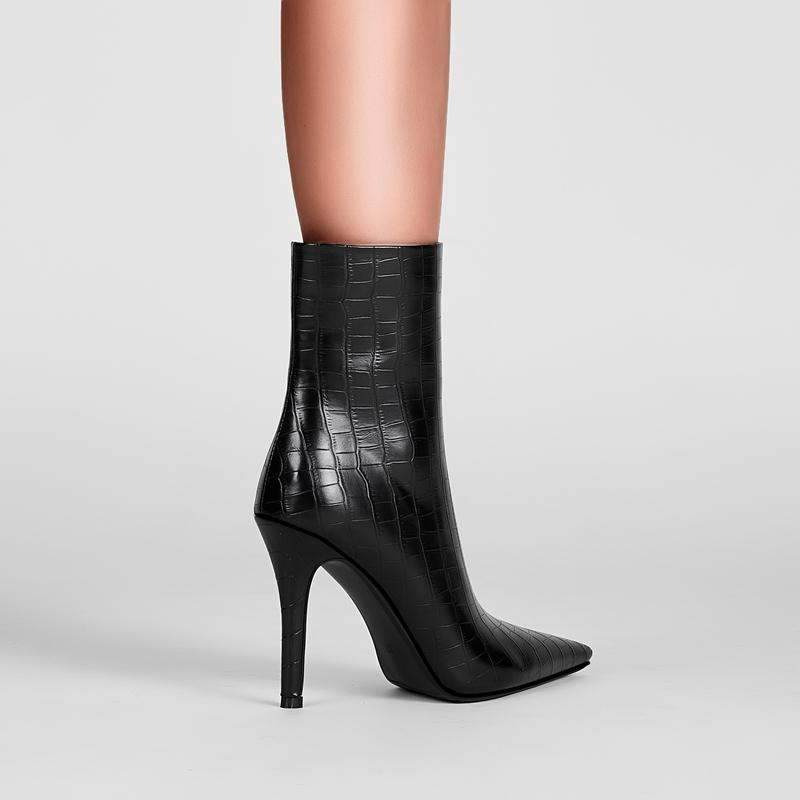 Fashion Kaky's new slim high heeled pointed short boots, oversized women's boots 44 45 46