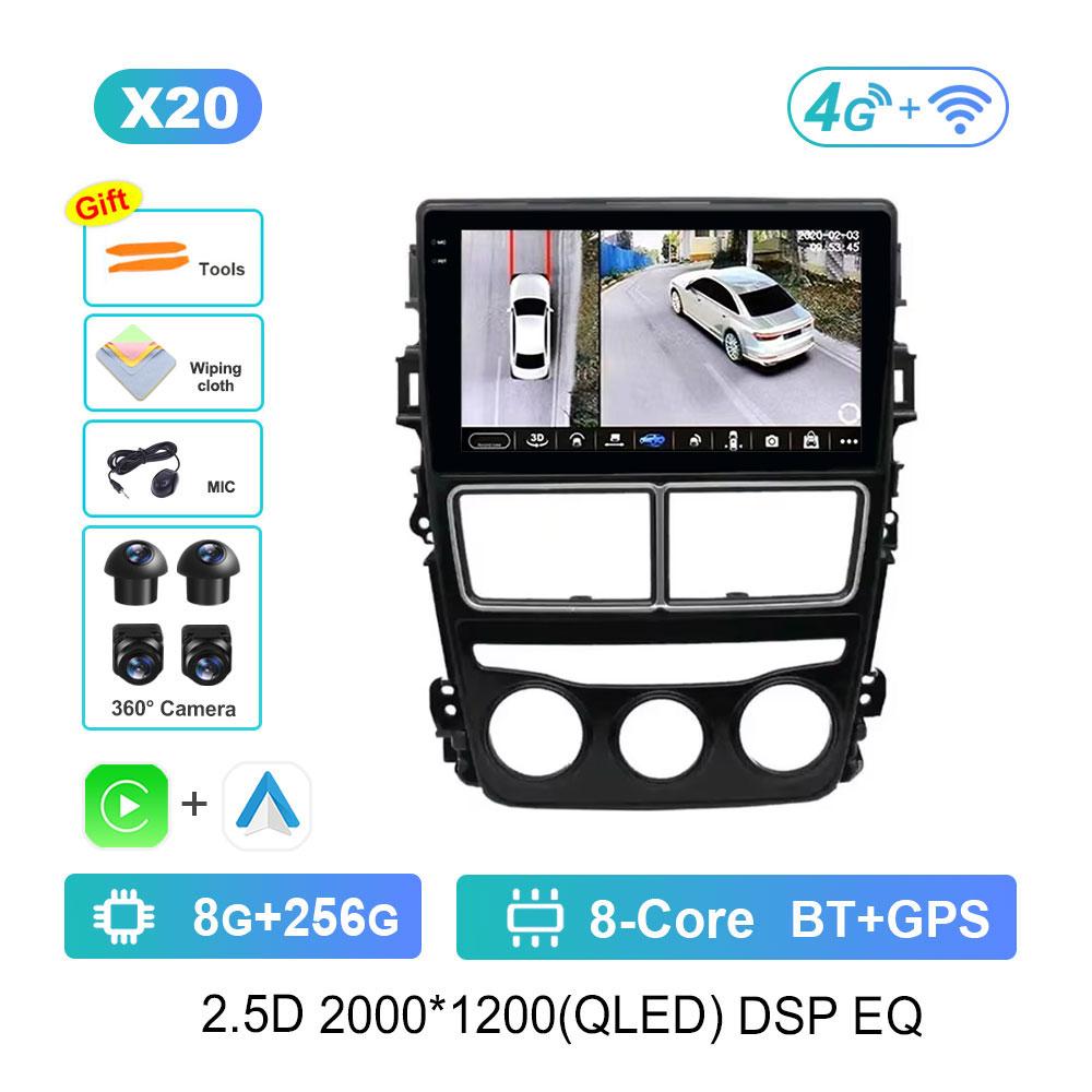 Car Radio Multimedia Player Android 14 Intelligent System for Toyota Vios Yaris 2018 - 2020 GPS 4G WiFi Bluetooth Split Screen