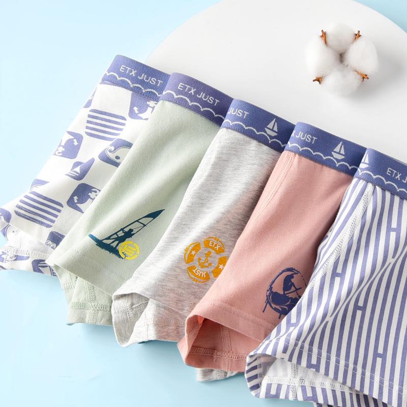 Boys' Cotton Boxer Briefs, Class A Medium & Large, Teen & Student Underwear, Four-Cornered Design, GB115 116