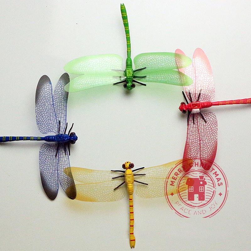 14Cm 3D Simulation Dragonfly Home Decoration Creative Crafts Decal Bottle Gardening Decor Baby Birthday Party Room Wall Stickers