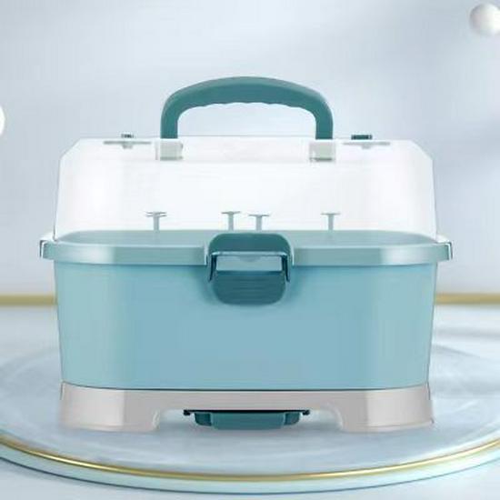 Handheld Baby Bottle & Tableware Storage Box with Dustproof Drying Rack