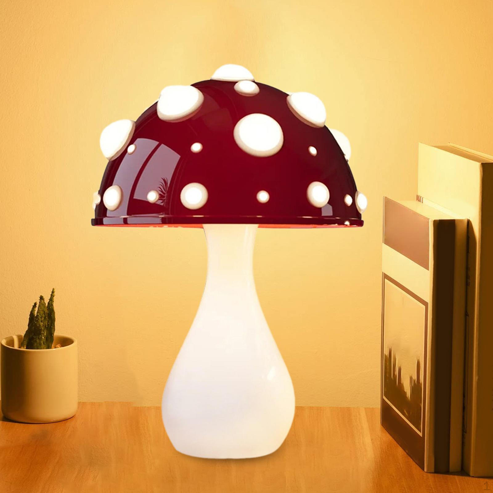 

Table Lamp Mushroom Unique Design Small Gift Bedside for Vanity Bedroom Office white base white base