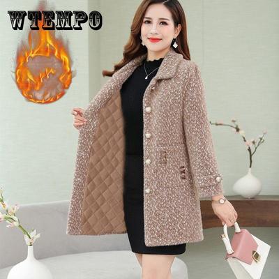 Παλτό Mom Winter Mink Velvet Παλτό μεσαίου μήκους Μεσήλικες και ηλικιωμένες γυναίκες με χρυσό βελούδο απομίμηση