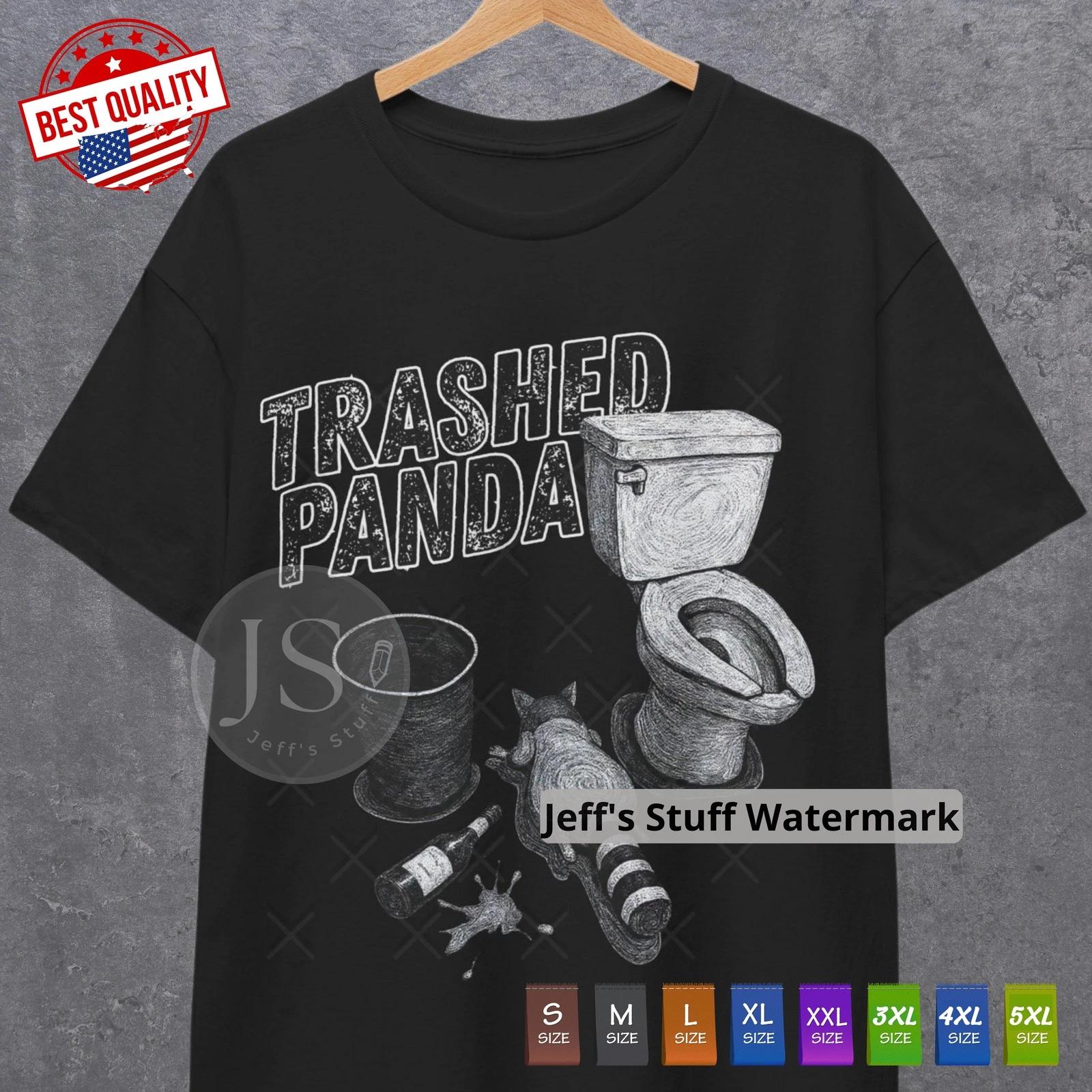 Trashed Panda T Shirt Tee Funny Raccoon Lover Graphic Top Novelty Drunk Humor 2XL