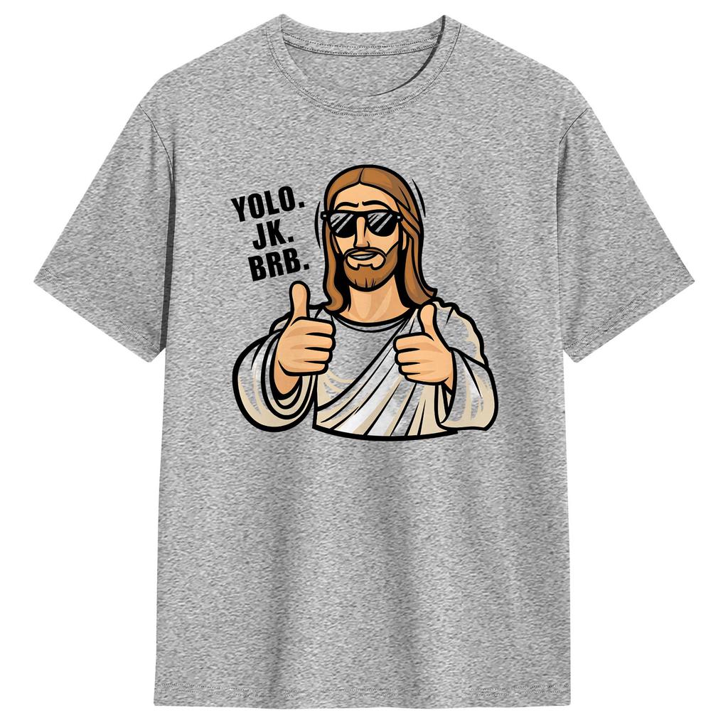 Easter Yolo Jk Brb Jesus Tshirt Summer Leisure T Shirts Unisex 100 Cotton Oneck Oversize Tees Short Sleeves Y2k Basic Tops