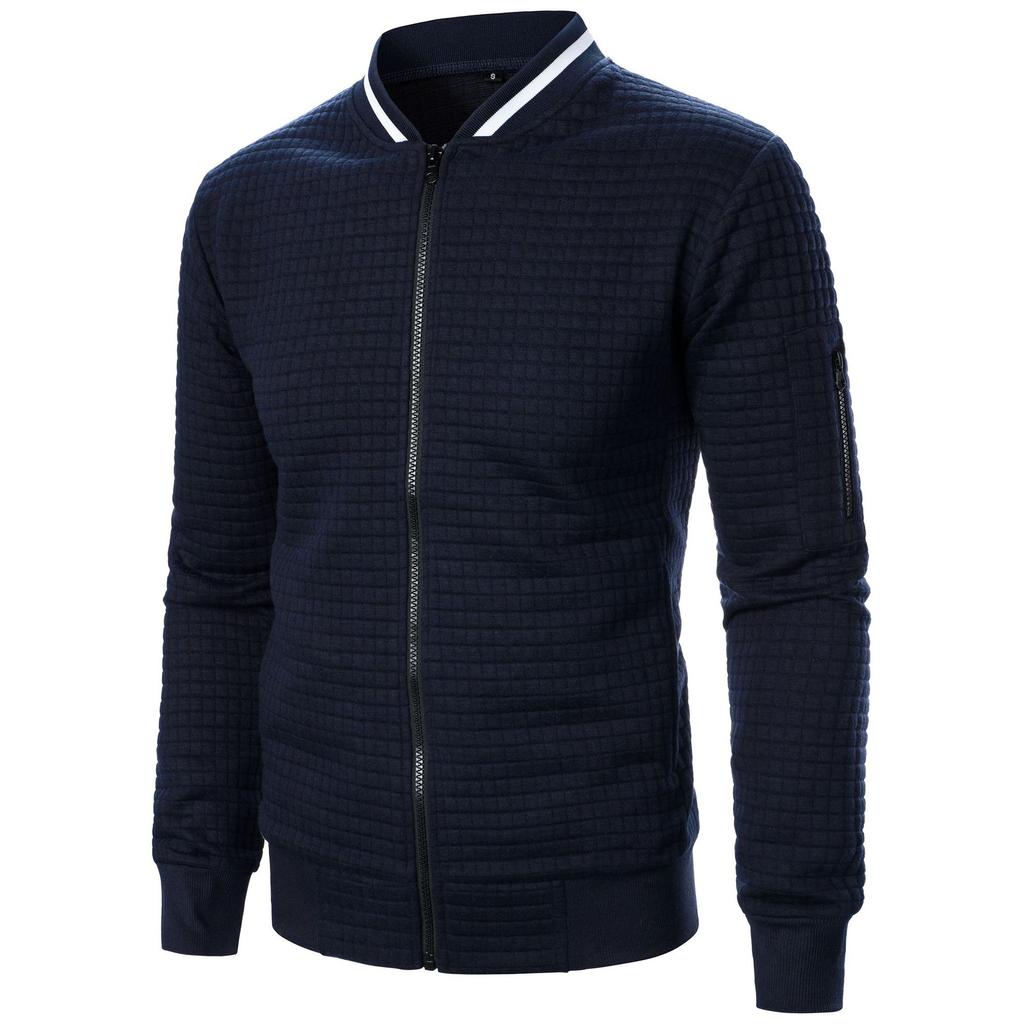 Spring Autumn Mens Long Sleeve Zipper Jacket Stand Up Coats Sport Outdoor Sweatwear Winter Warm Baseball Collar Sweatshirts