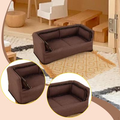 1:12 Dollhouse Sofa Living Room Furniture Model Crafts with Rug Scene Layout Decoration Fairy Garden