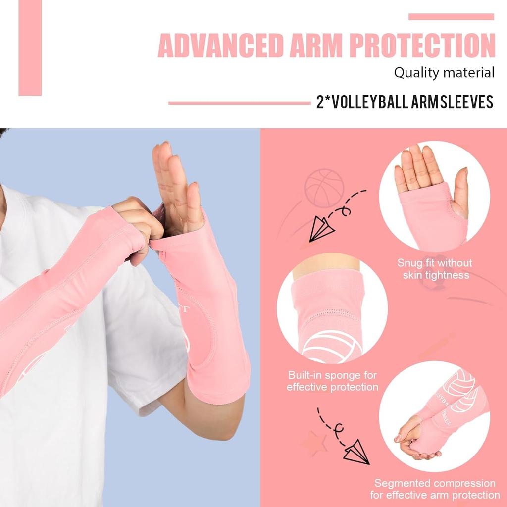 Volleyball-Armschoner für Mädchen, 1 Paar gepolsterte Volleyball-Passing-Ärmel mit Schaumstoffschutz, Volleyball-Armschutz für Jugendliche
