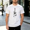 Minimalist Ink Brush Art Abstract Guitar Graphic Short Sleeve T Shirt Unisex Unisex Cotton Soft Daily Streetwear Casual Music Lover