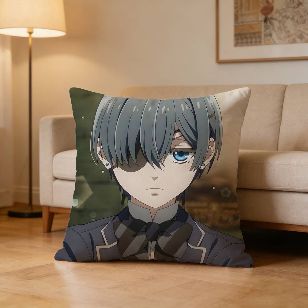 Anime B-Black Butler Horror Pillow Case Pattern Printed Pillowcase For Living Room Sofa Cushion Cover