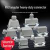 HE-Rectangular Heavy-Duty Aviation Connector Plug/Socket: 4, 6, 10, 16, 24, 32, 48-Core Options.