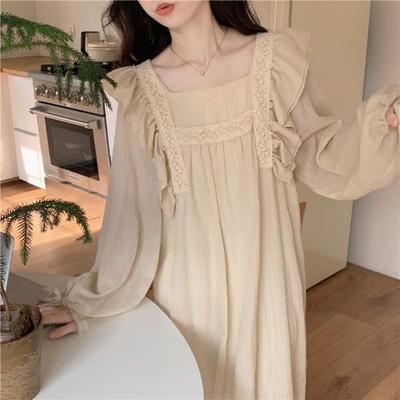 Nieuwe ins pyjama pyjama dames lente en herfst winter hof Japanse zoete effen kleur lange mouwen loungewear