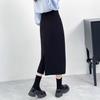 Plus Size Professional Black Midi Pencil Skirt with Slit