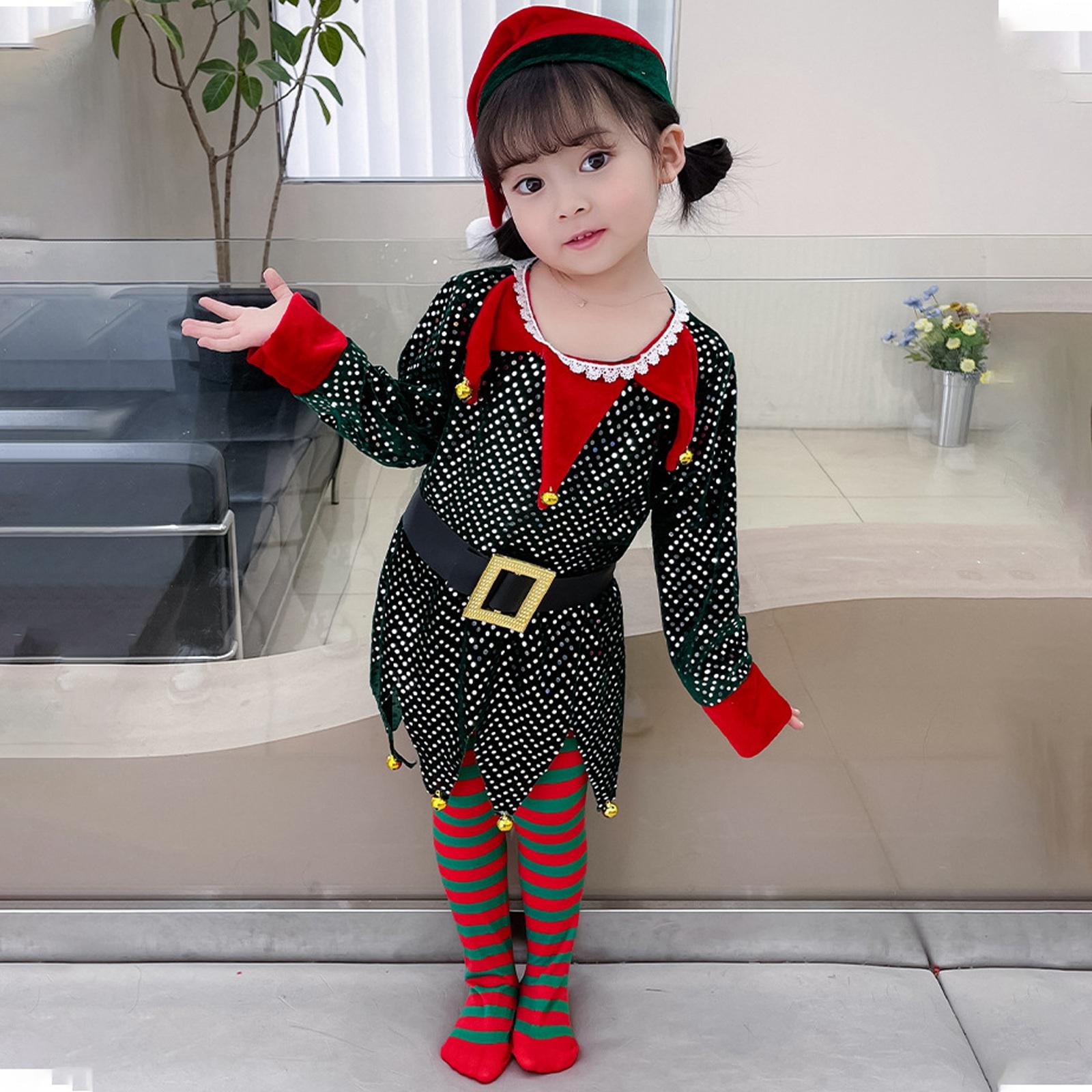 

Christmas Set Girls Velvet Party Performance Dress 120