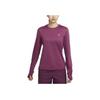 Nike Solid Color Logo Print Crew Neck Long Sleeve T-Shirt Women Tops Burgundy DQ5852-653