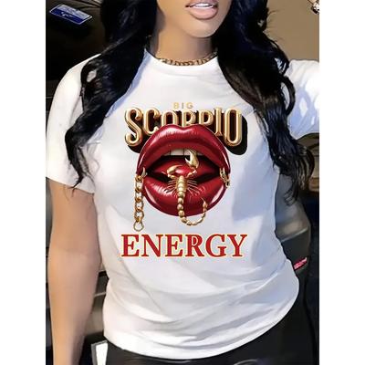 Polyester Women's Trendy Print Athletic Short Sleeve Top Moisture Wicking Quick Dry Slim Fit Gym Workout Top