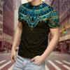Summer Round Neck 3D Aztec Style Pattern Print Top Fashionable Casual Short Sleeved Men's T-shirts