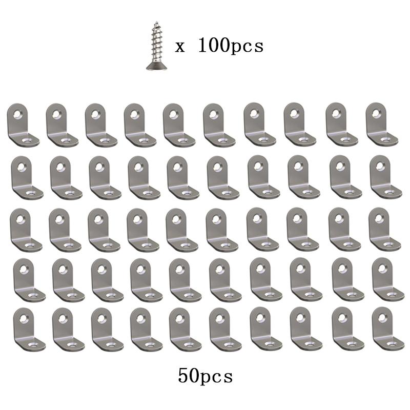 10~50PCS Stainless Steel L Shaped Bracket 90 Degree Right Angle Corner Brackets for DIY Wood Furniture, Chair, Drawer Cabinet