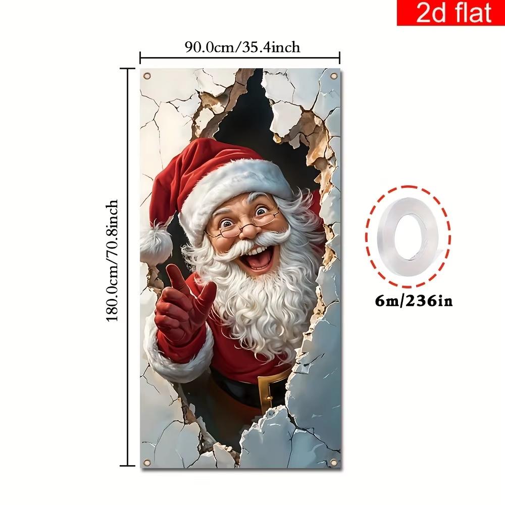 

Santa Claus Door Decoration Polyester New Year Door Banner Christmas Wall Banner Lightweight 2d Flat Holiday Banner For Entryway красный