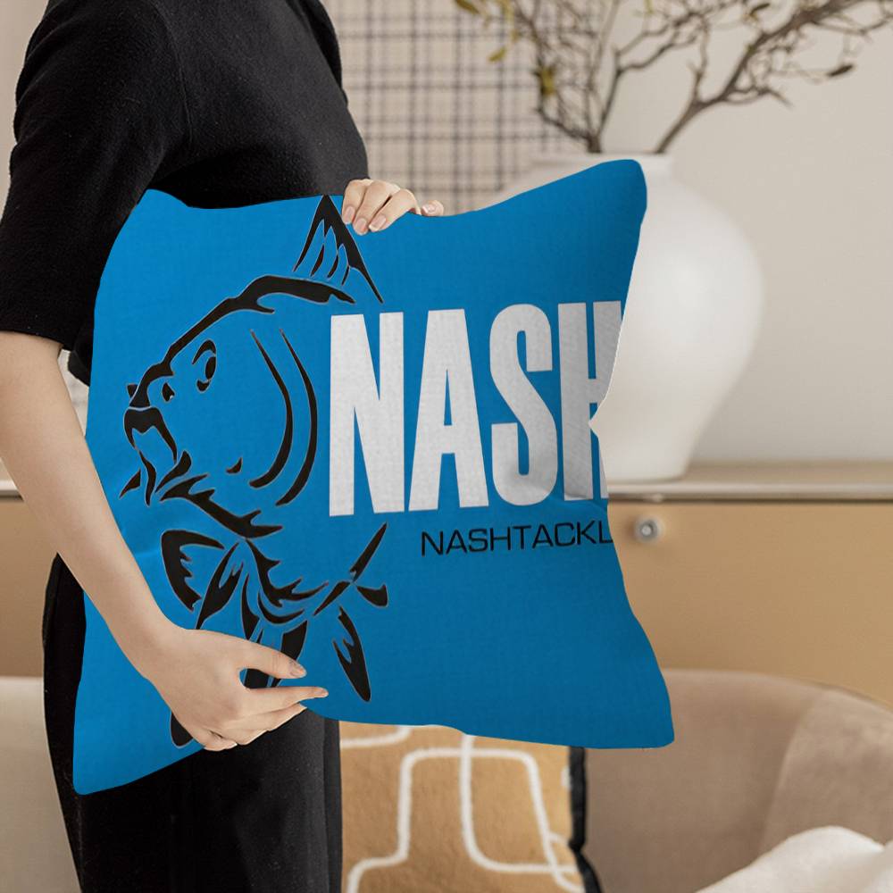 N-Nash Fishing Logo Pillow Cover for Bedroom Room and Living Room Sofa Decorative Cushion Cover 12x12Inch