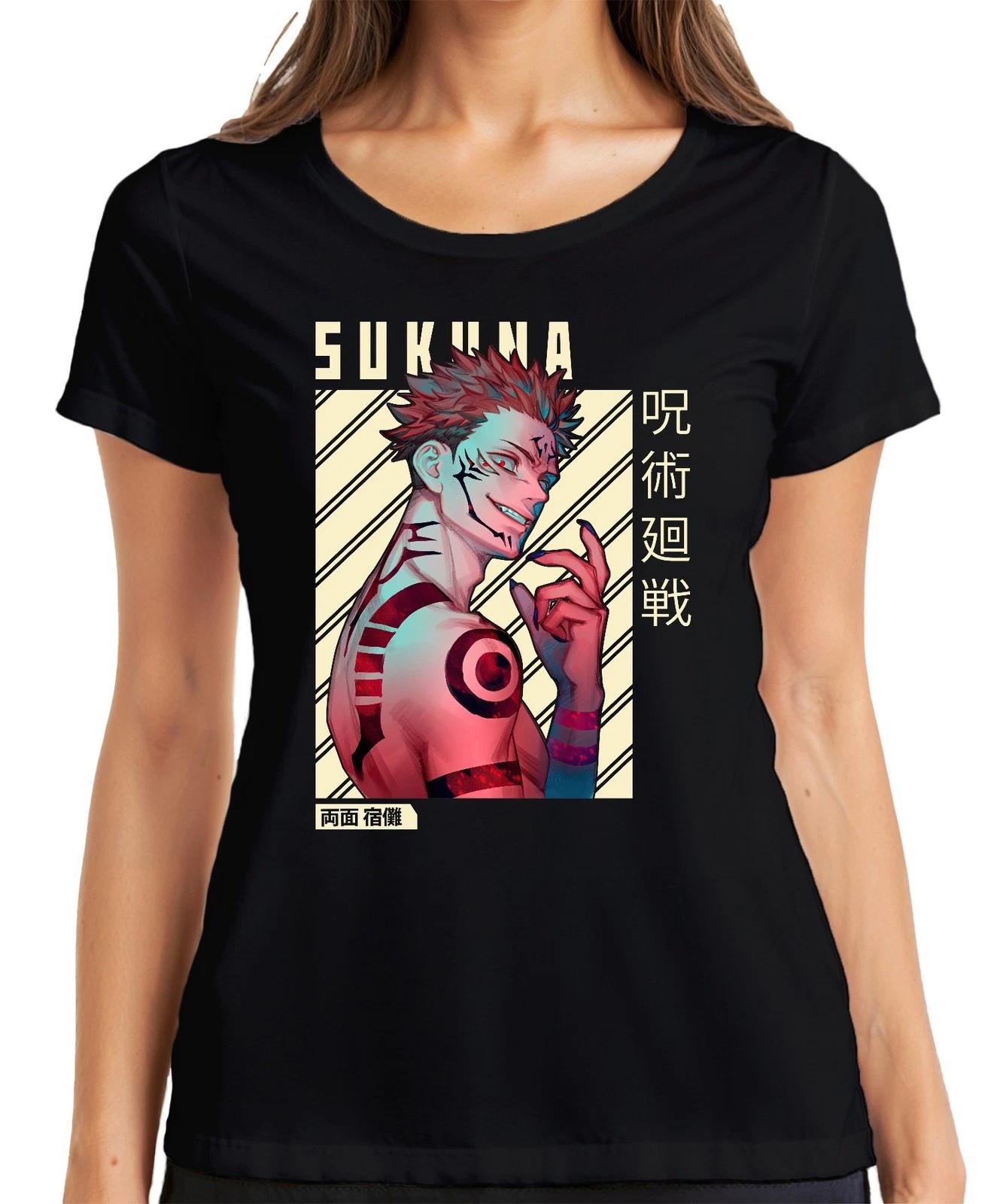 Sukuna Jujutsu Kaisen König der Flüche Anime rote Augen düster Damen T-Shirt XXXL