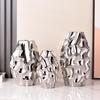 Simple Modern Fashion Electroplating Gold and Silver Ceramic Vase Home Soft Decorative Crafts Ornaments Living Room Ornaments