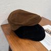 Classic Solid Corduroy Color Beret Cap With Warmth Sunshade For Winter Gift