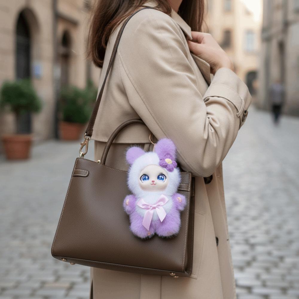 Big Ear with Flower Rabbit Plush Keychain Ornaments Bunny Plush Doll Pendant Lady/Girls