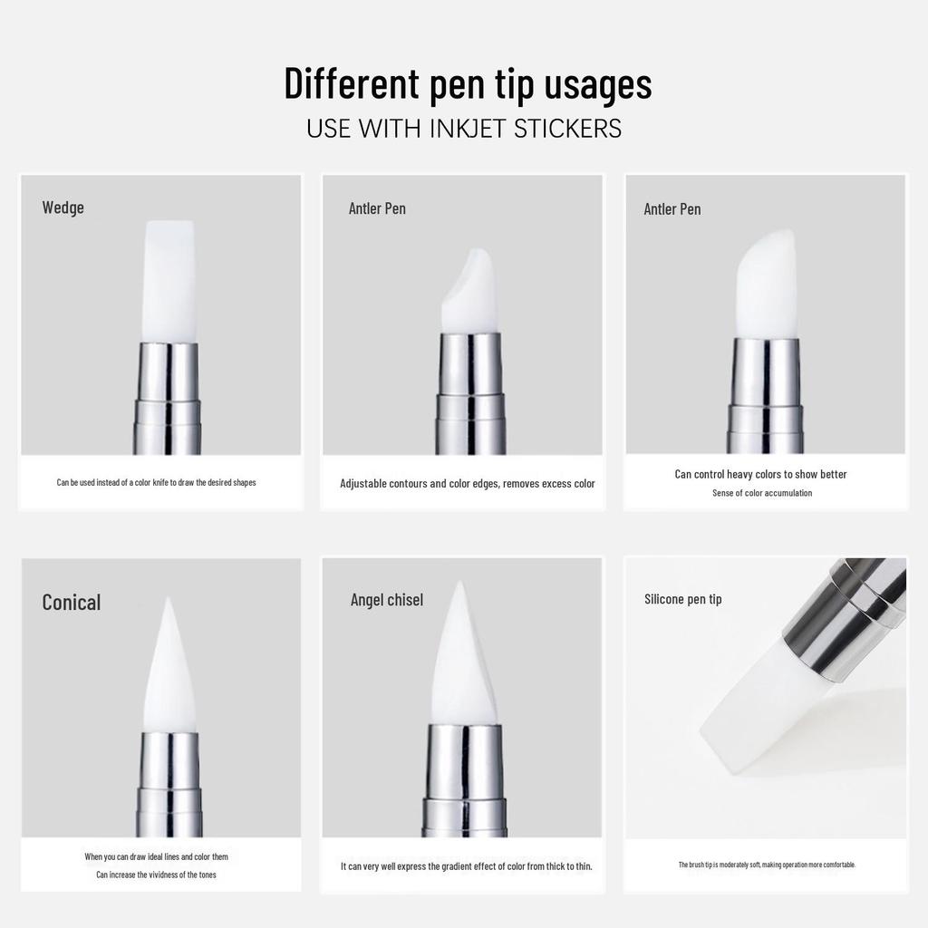 5pcs Multi-functional Silicone Nail Art Pens for Embossing, Painting, Carving, and Smearing.