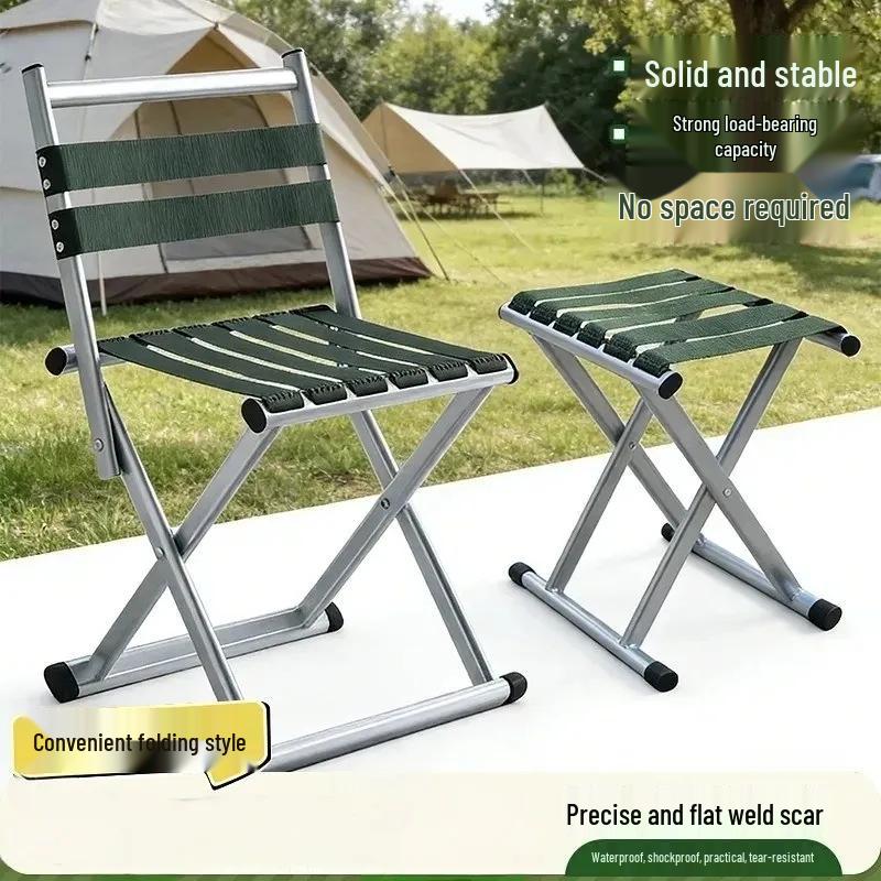 Extra Thick Folding Stool with Backrest for Outdoor Camping and Fishing