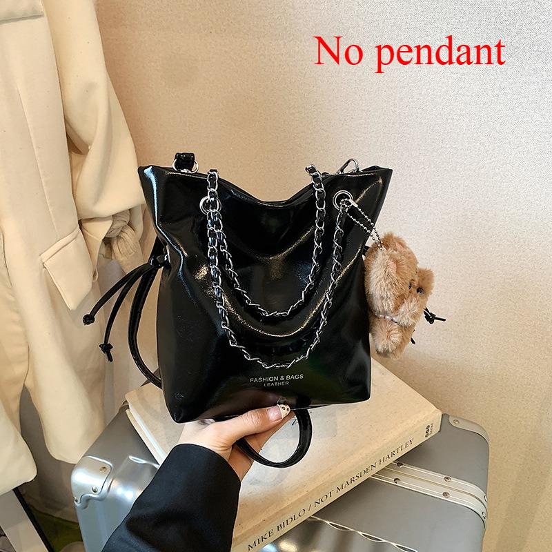 Retro Versatile Soft Pu Leather Shoulder Bags for Women Simple Ladies Bucket Handbags Portable Female Chain Crossbody Bag