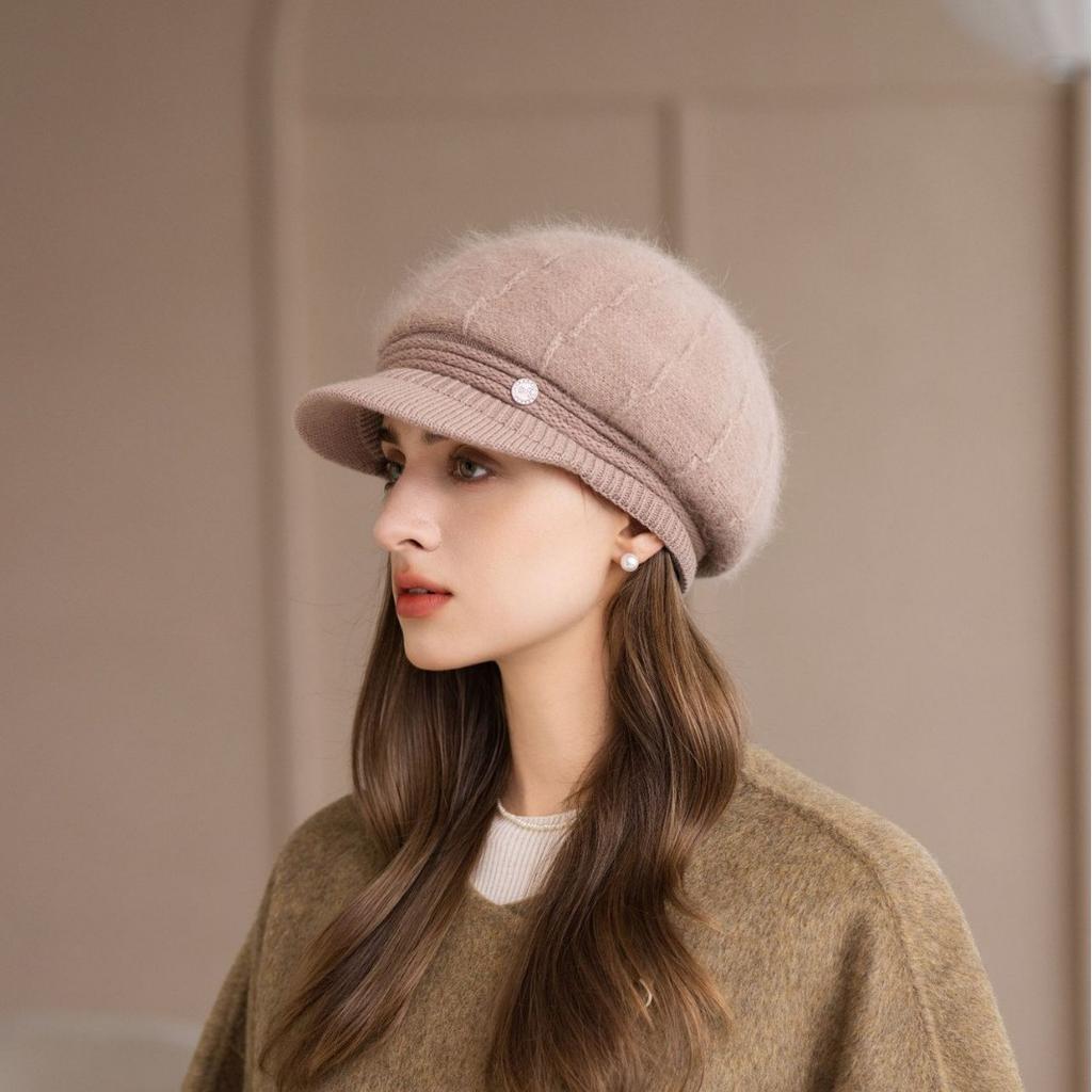 Winter Mother Hat Ladies Fleece Knitted Warm Rabbit Wool Hat In The Elderly Cold Grandma Ear Protection Cotton Hat