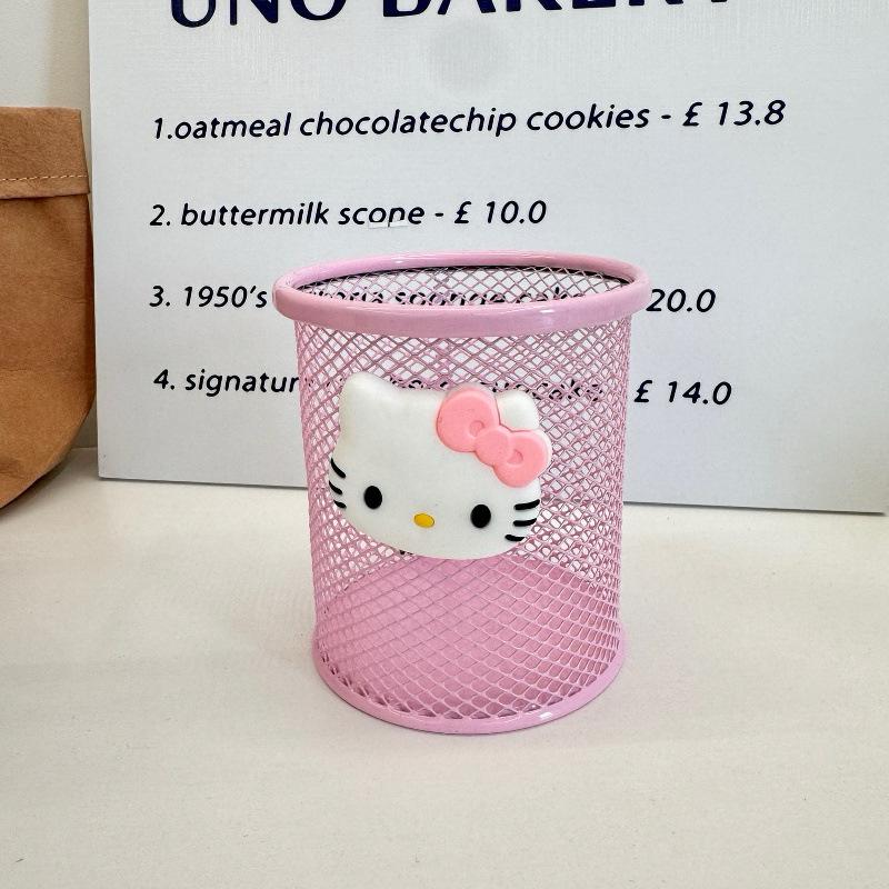 Girly Heart Metal Pen Holder - Cute Cartoon Design, Multi-functional Desktop Storage Box