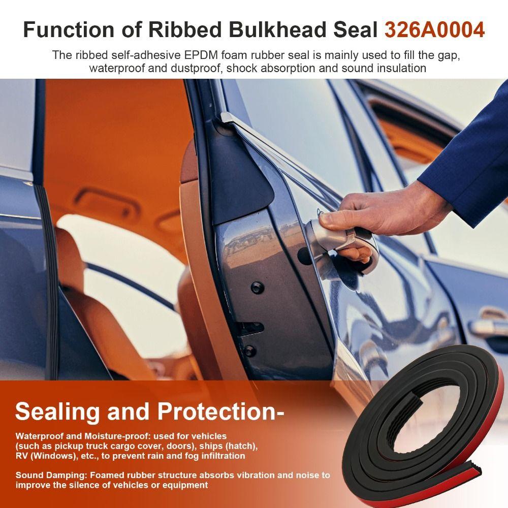 1/4/8m Bulkhead Sealing Strip Ribbed Waterproof Tonneau Cover Seal UV Resistant Self-Adhesive Truck Topper Seal