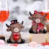 Highlands s Kuhfiguren Valentinstag Highlands Kuh Zwerge Herz Schottische Statue für Küche Etagen-Tablett Tischdekorationen