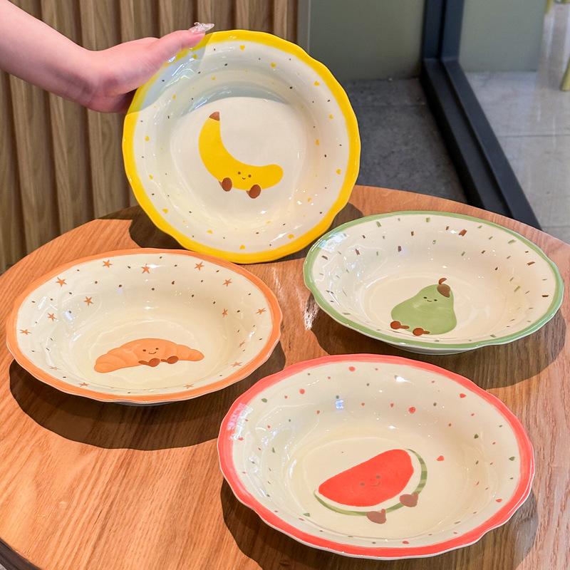 Croissant Keramikteller Haushalt Speiseteller 2025 neuer hochwertiger Teller niedlicher Kinderfrühstücksteller Geschirrset