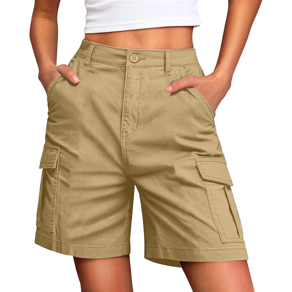 Wander-Shorts für Damen, Leicht, Elastischer Bund, Knielang, Cargo-Shorts, Golf, Freizeit, Sommer, Bermuda-Shorts