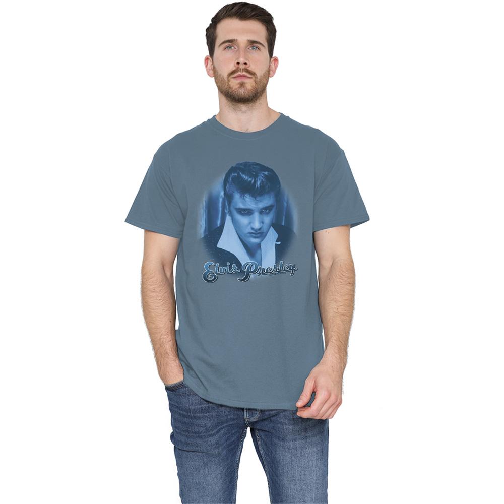 Elvis Presley Unisex Adult Blue Suede Fade T-Shirt