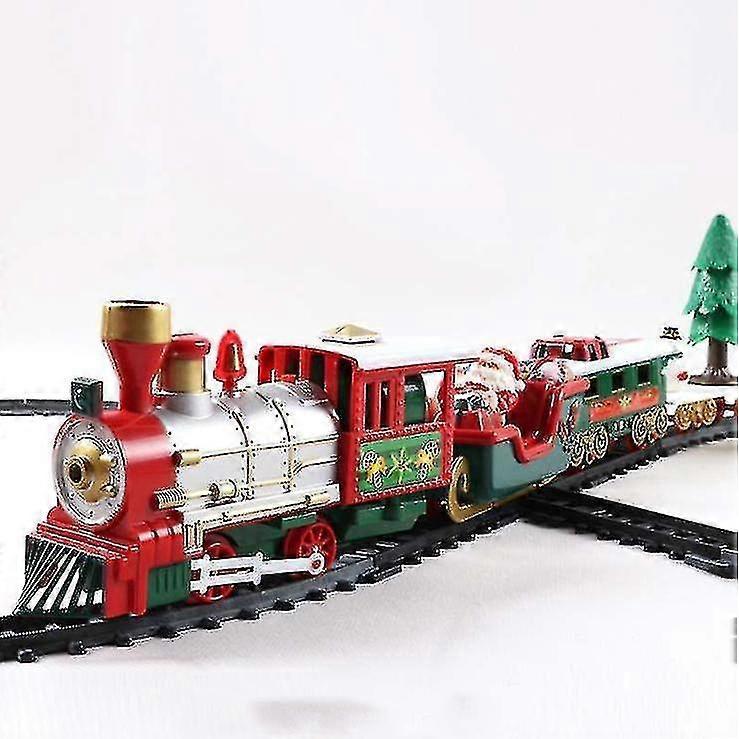 Electric Christmas Train - Sound And Light - Train Christmas Decoration With Animated Wagon And Santa Claus Tree Rails - PR
