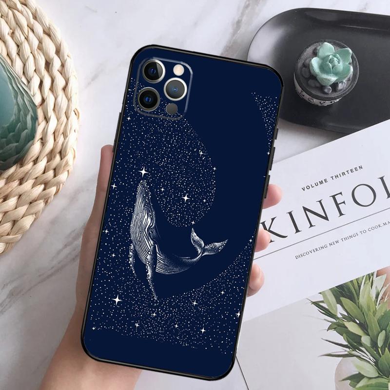 Beautiful Blue Whale Painting Soft Case For iPhone 16 Pro Max 13 12 Mini XS Max X XR 11 15 Pro Max 14 Plus Back Cover
