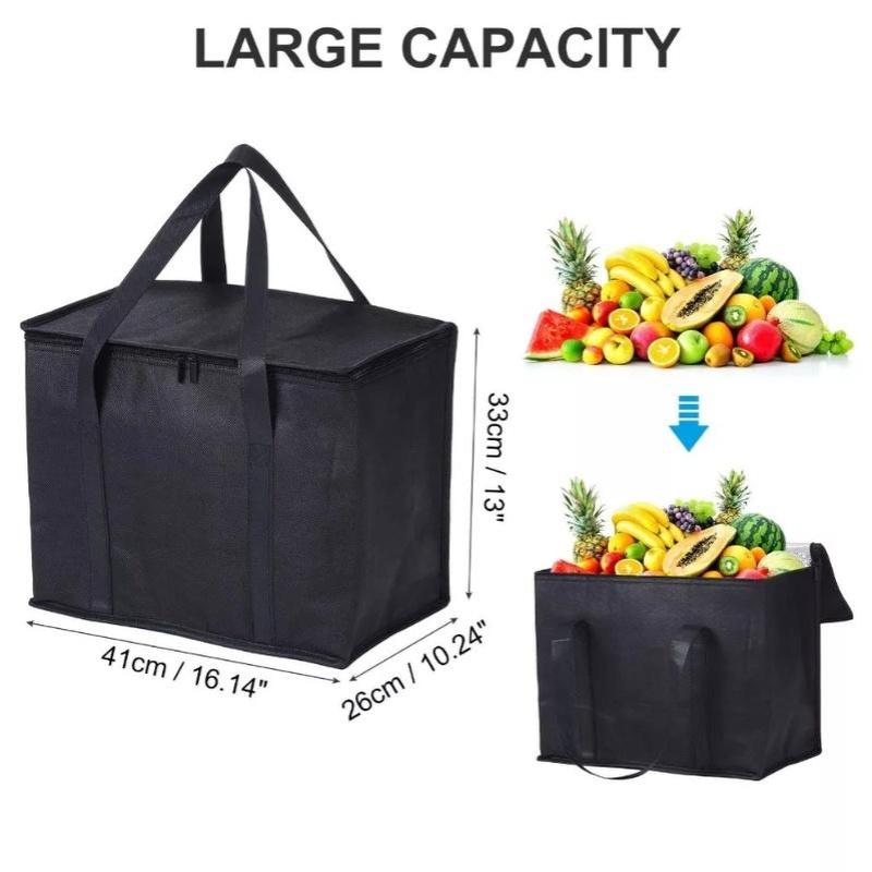 Grand Sac Isotherme Anti-fuite pour Livraison de Nourriture Sac Glacière Thermique Portable Réutilisable pour Restauration à Emporter Épicerie Pique-nique Voyages