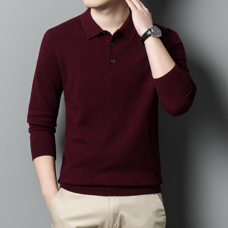 Men's 100% Merino Wool Pullover Polo Sweater