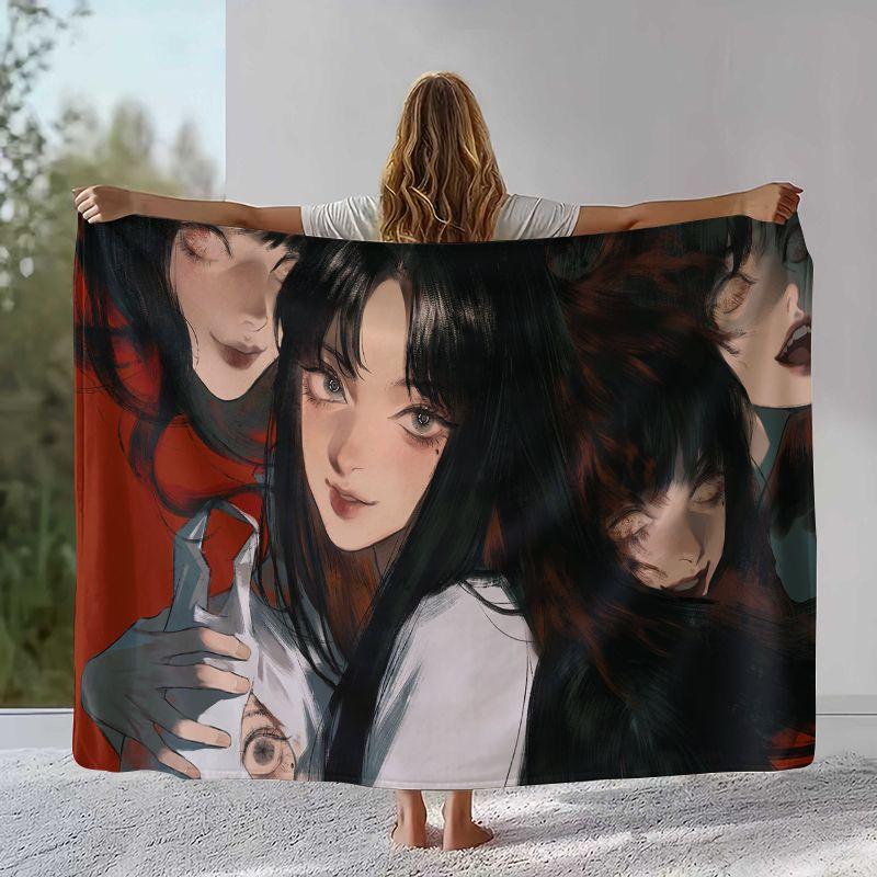 Horror Junji Ito Tomie Kawakami Ghost Flannel Blanket,Ultra Soft Warm Plush Throw for Home Bedroom Bed Sofa Cover Camping Picnic