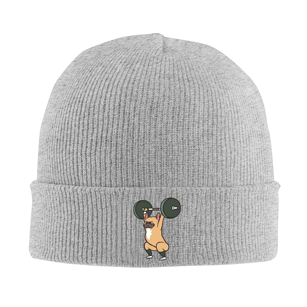The snatch weightlifting French Bulldog Warm Knitted Cap Winter Knit Bonnet Hat Skullies Beanies Hip Hop Caps for Unisex