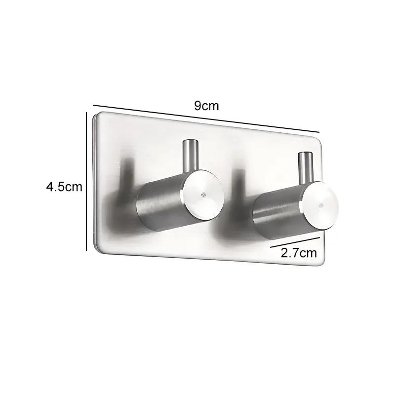 New Coat Towel Door Hooks Bathroom Hanger Wall Hook 304 Stainless Steel 2/3/4/5/6 Holder Row Adhesive Clothes Storage Robe